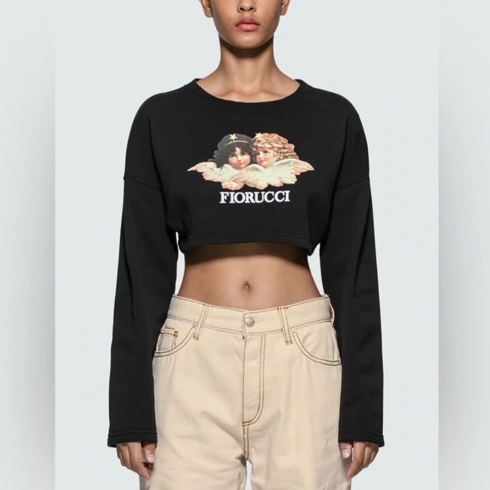 Fiorucci Black Cropped Cerub Logo Sweatshirt